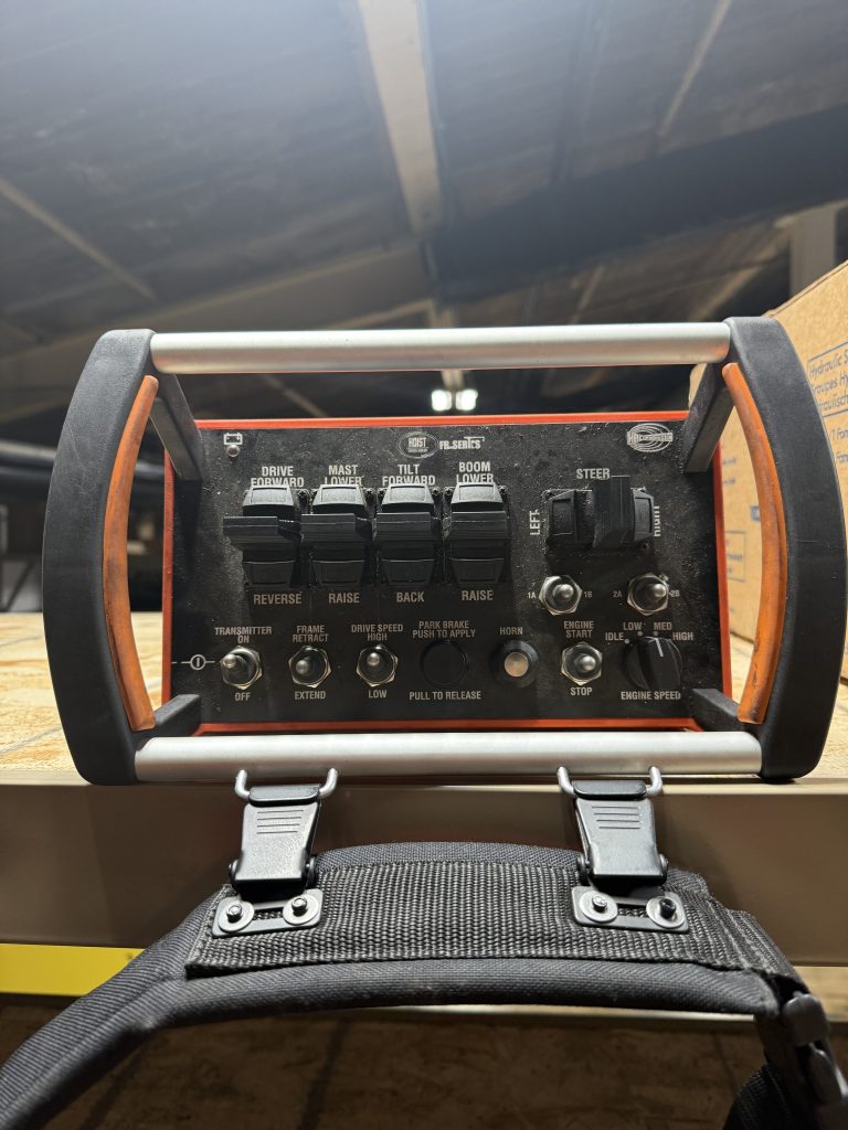 HBC remote control for extendable forklift used in machinery moving