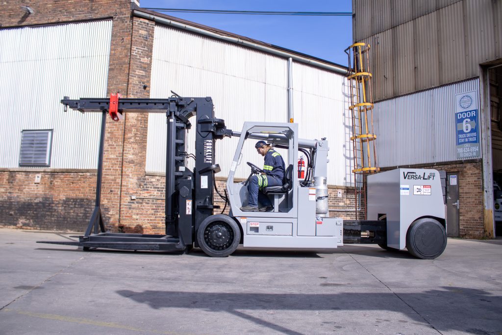 Final inspection of the refurbished Versa Lift 40/60 before shipment.