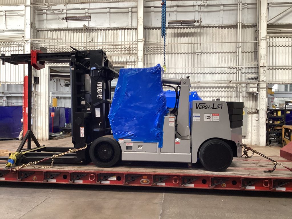 Versa Lift 40/60 prepared for shipment before transport.
